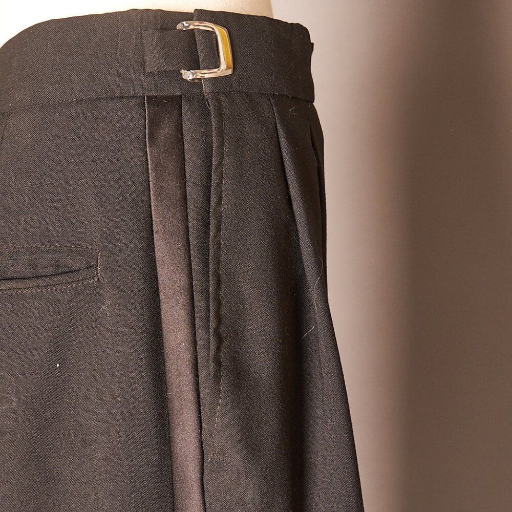 1980s Jet Black Tuxedo Suit Adjustable Pants Lancetti